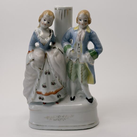 Occupied Japan Figurine 18th Century Couple Lamp Base Hand Painted 1945-1952 VTG - Picture 8 of 14